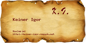 Keiner Igor névjegykártya